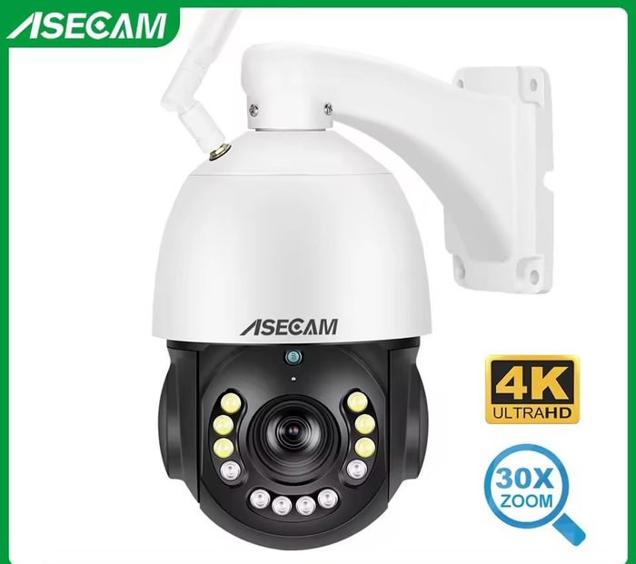 Câmera IP PTZ 4K 8MP Wi-Fi/PoE | Zoom Óptico 30X | Rastreamento IA de Pessoas e Veículos | Áudio Bidirecional | ONVIF | Uso Externo IP66