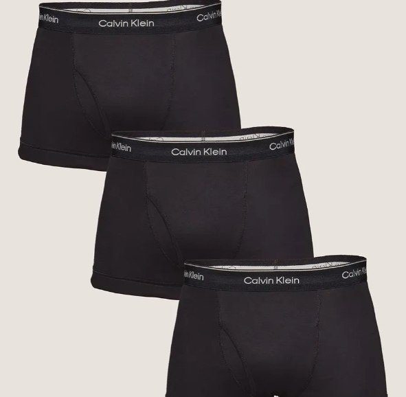 🛒Kit 3 Cuecas Boxer Masculina Trunk Cotton Rib Calvin Klein Multi Liso