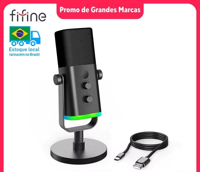 Microfone Fifine AM8 XLR/USB + ARGB Selecione envio do BR