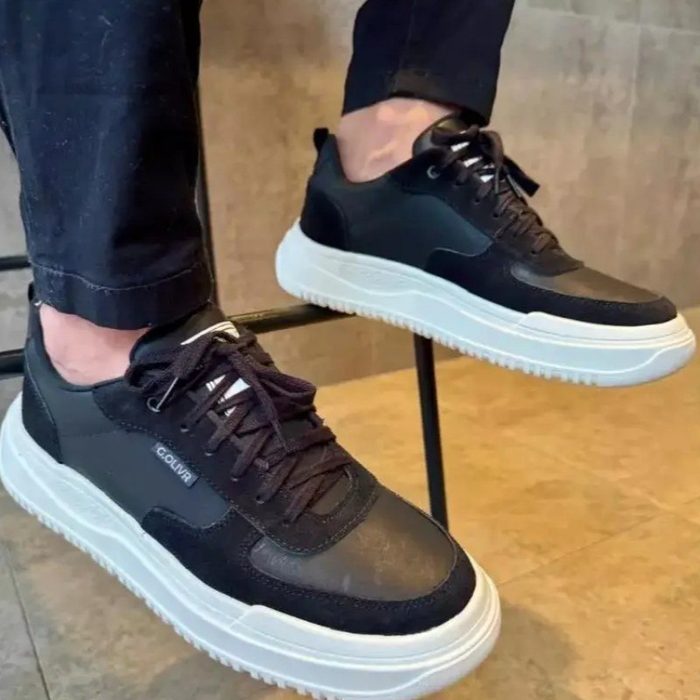Sapatênis Casual Masculino Couro Tênis Sola Alta Leve Macio 37 a 44