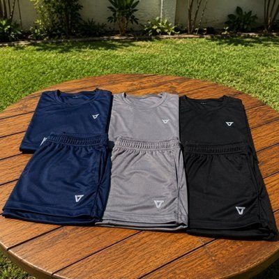 kit 3 conjuntos academia masculino dry fit shorts camisa