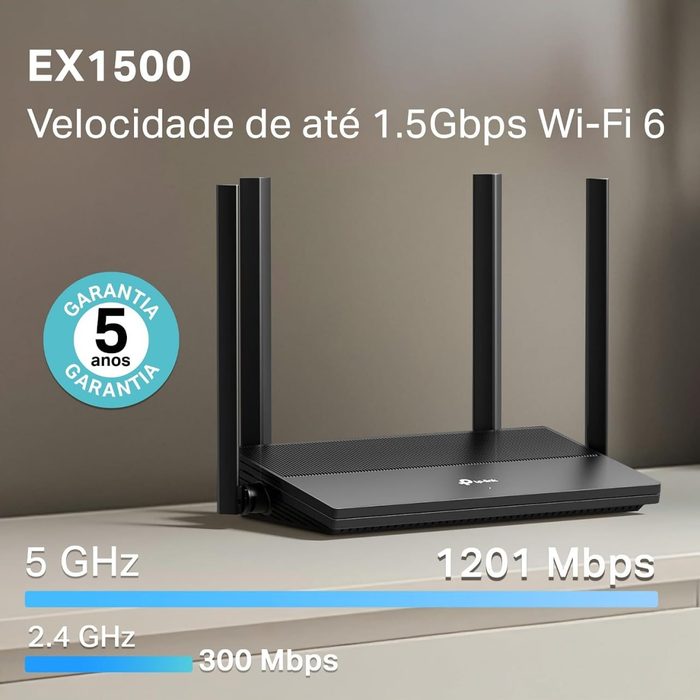 📶 TP-Link EX1500 Wi-Fi 6 AX1500 - 4 Portas Gigabit - Cobertura 140m²