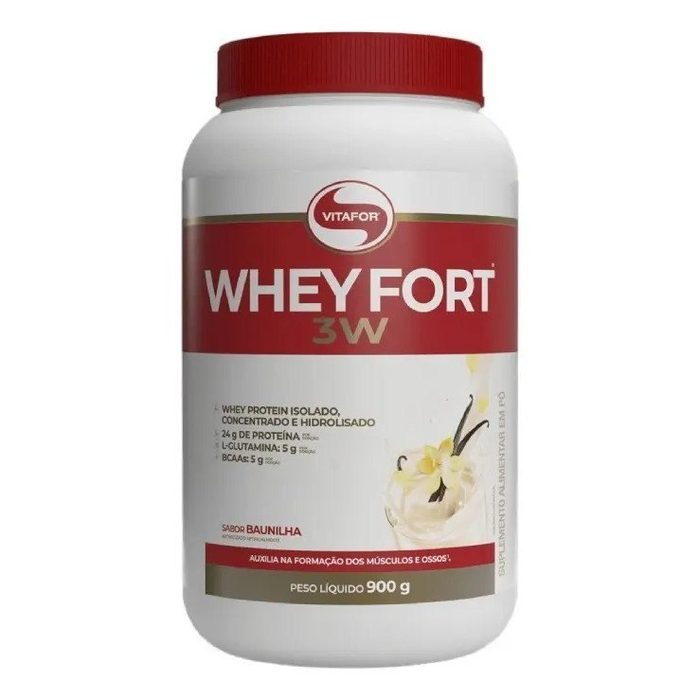 suplemento alimentar vitafor whey fort 3w baunilha 900g