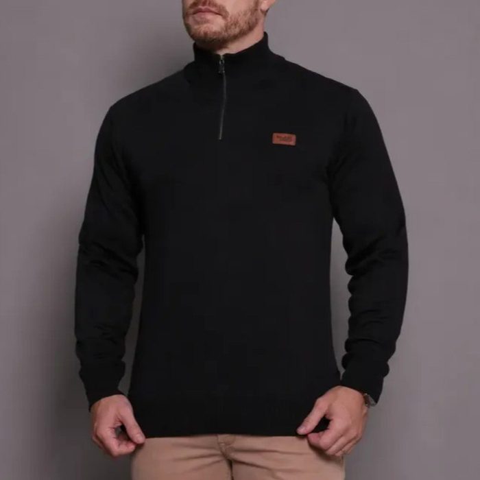 Suéter Masculino Zíper Gola Alta Red Nose Básico Inverno