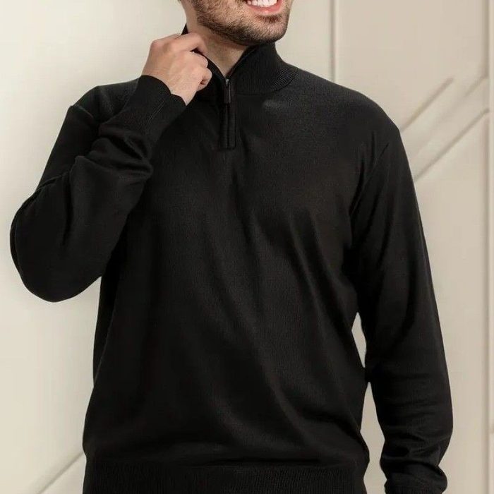 roupas anistia sueter masculino malha tricot gola alta meio ziper