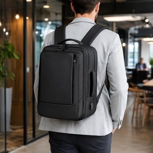 Mochila jiesipote À Prova D'água Reforçada Expansível Cor Preto