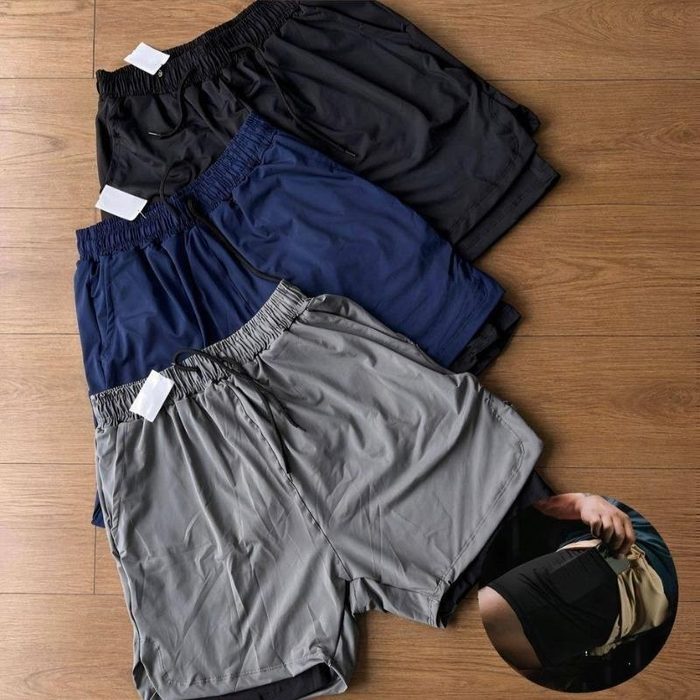 Kit 3 Shorts 2 Em 1 Duplo Bolso Para Academia Treino Corrida