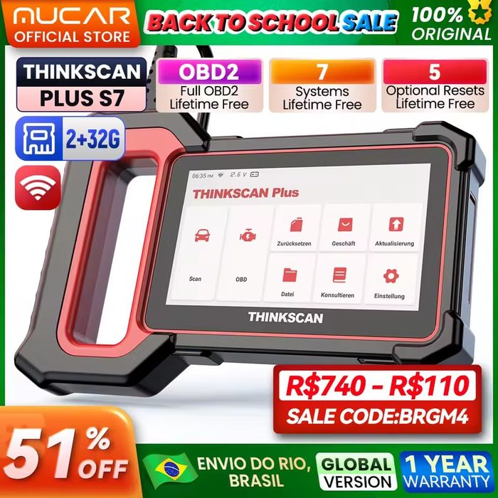 THINKSCAN PLUS S7 Scanner Automotivo Obd2 Selecione envio do Brasil