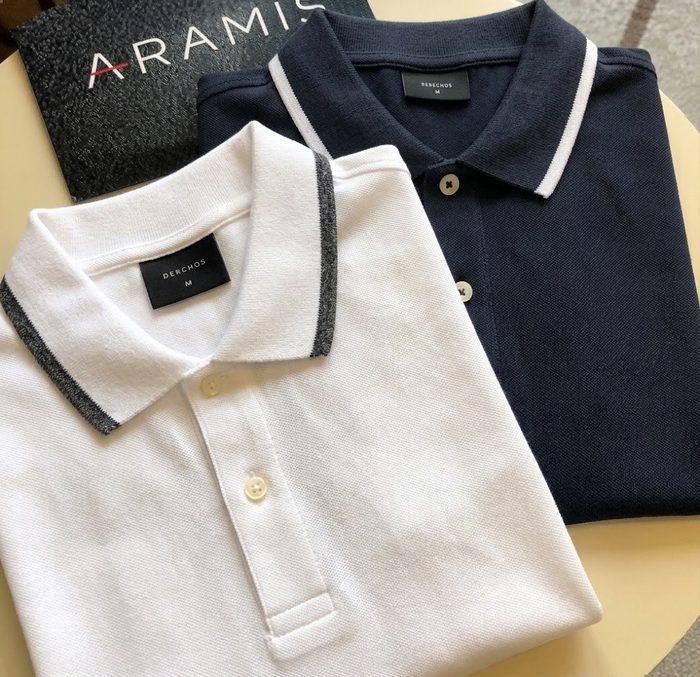 Polo Aramis Classic 1 Friso Branco E Marinho