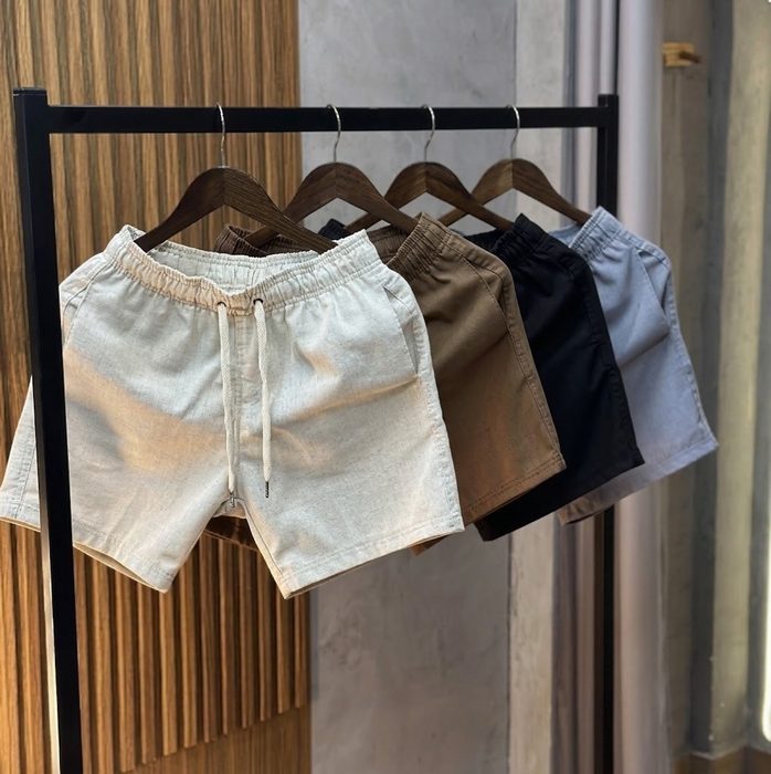 Kit 4 Short Linho Mauricinho Masculino Bermuda Esporte Fino