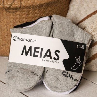 Kit 10 Pares Meias Zhamaro Premium Cano Médio Alto Atoalhada