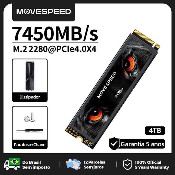 SSD NVME 4TB MOVESPEED M2 GEN4 Pci 4.0 4 TB