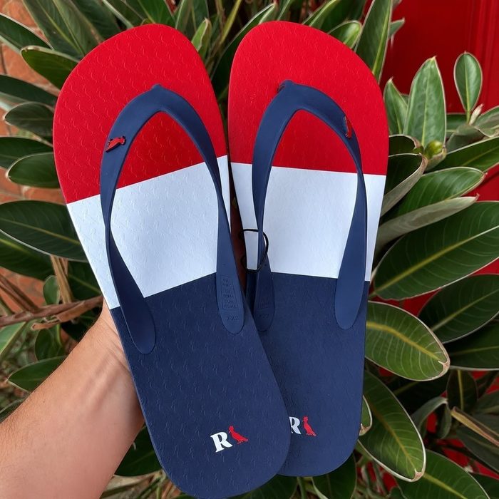 🛒Chinelo Reserva Trancoso Branco E Vermelho Azul