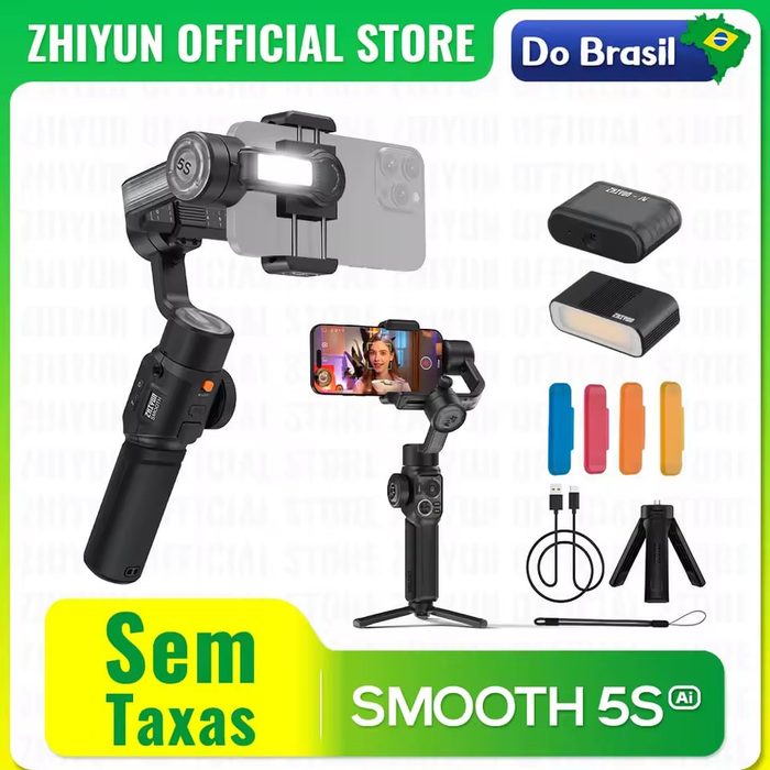 ZHIYUN SMOOTH 5S AI – Gimbal Estabilizador de 3 Eixos para Smartphone com Rastreamento por IA e Controle por Gestos