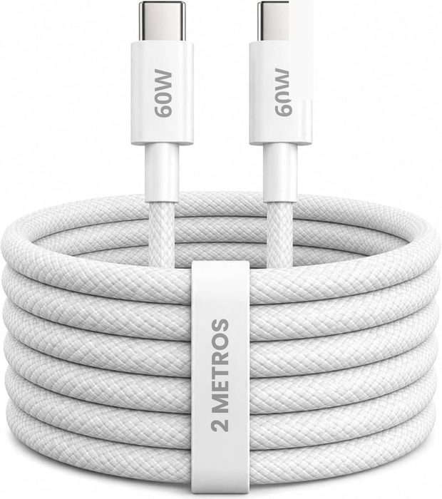 Cabo USB-C Tipo C 60W Trançado 2M Premium De Nylon