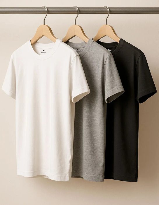 Kit 3 Camisetas Algodão Dia Dia Sandrini Básica Conforto