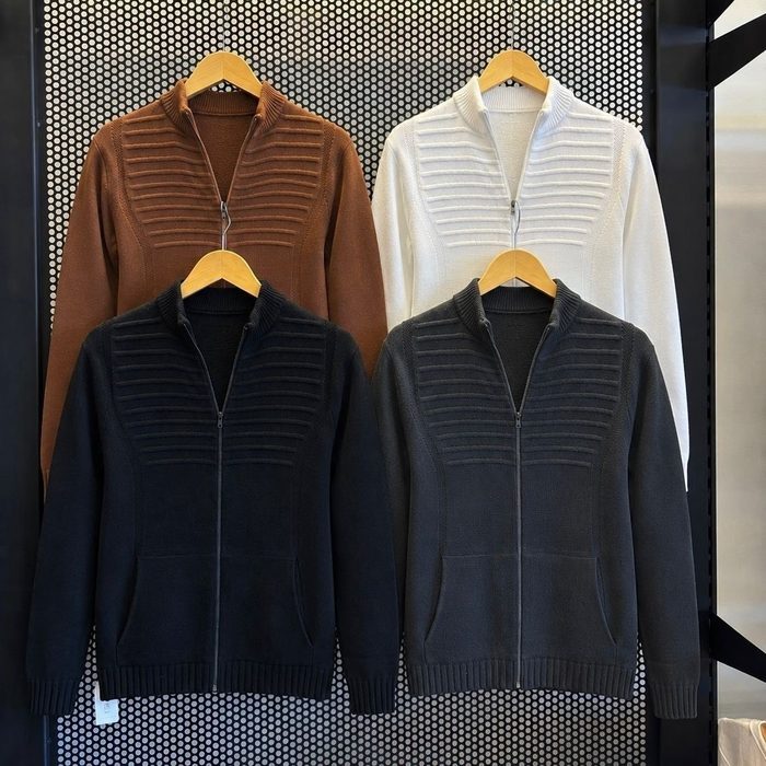 Jaqueta Masculina Blusa De Frio Malha Grossa Ziper E Bolso