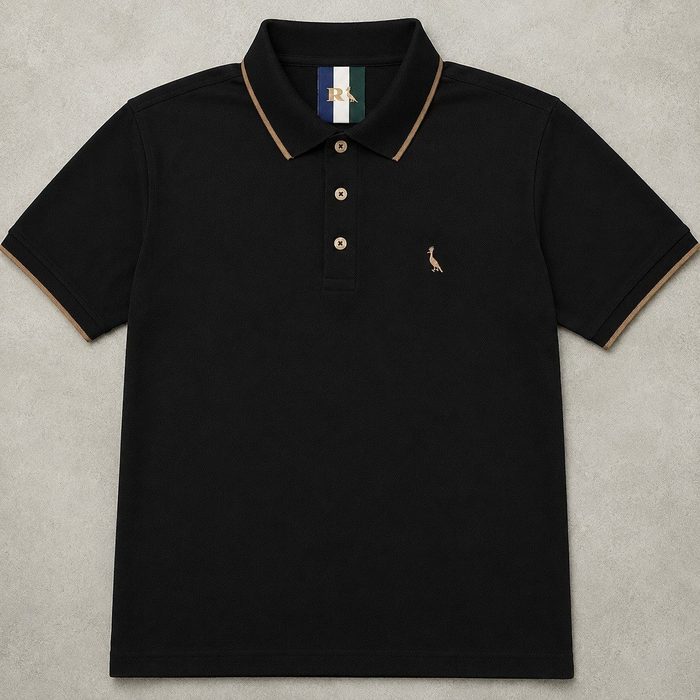 🛒Polo Enxuto Friso Único Reserva Preto Liso