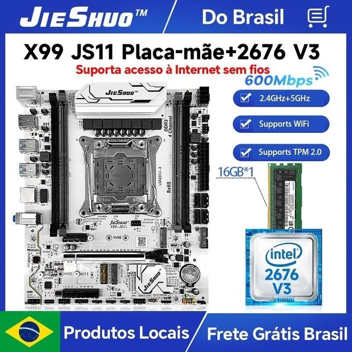 Kit X99 Jieshuo JS11 White Argb + Xeon 2676 V3 1x16GB DDR3
