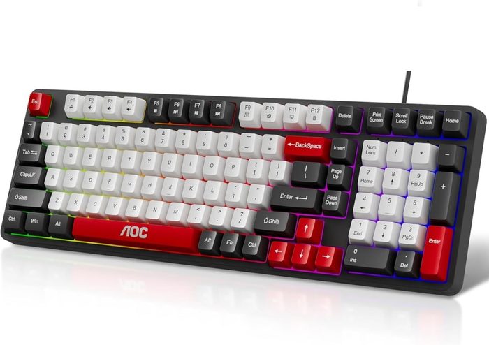 AOC GK116 Teclado com fio, Teclado Membrana Gamer RGB