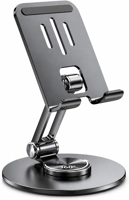 Suporte de Mesa para Celular e Tablet em Alumínio Ajustável 360° Dobrável