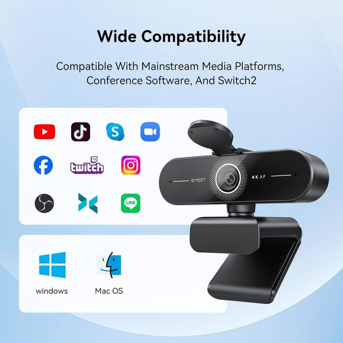 EMEET C60E 4K Webcam para PC