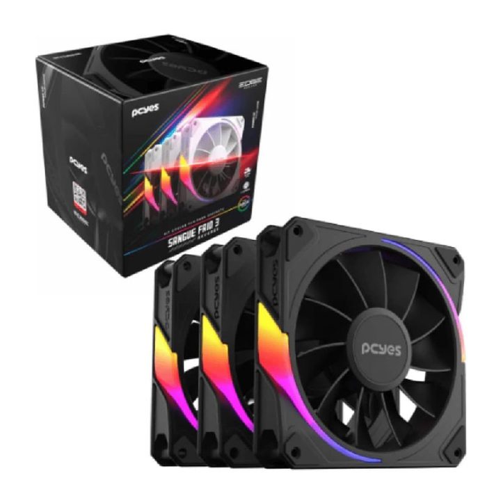 Kit Cooler Fan Pcyes Sangue Frio 3 ARGB Black Vulcan 120MM