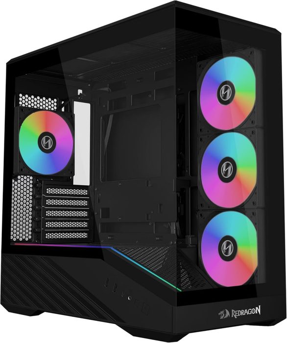 Gabinete Gamer Lian Li Vector V100 Mini Redragon Spec Preto Micro-ATX Com 4 Fans Janela Lateral Vidro