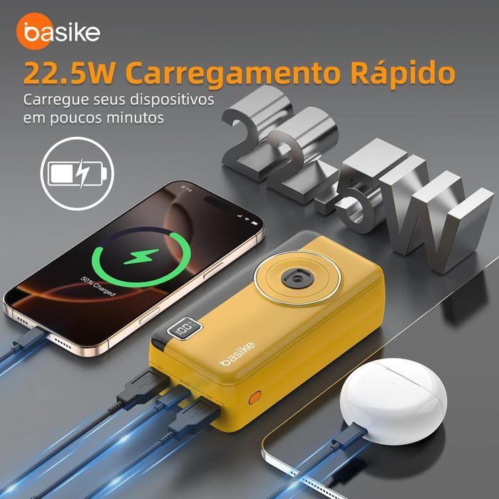 🔋 Power Bank Basike 30.000mAh 22,5W com Cabo