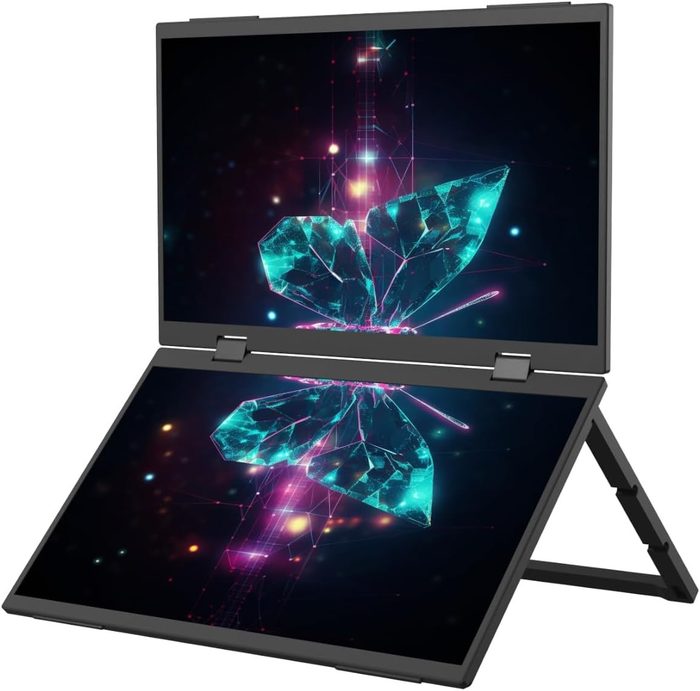 Bettdow Monitor portátil dobrável duplo de 15,6'' FHD 1080P Monitor Portátil Conectado Com USB C