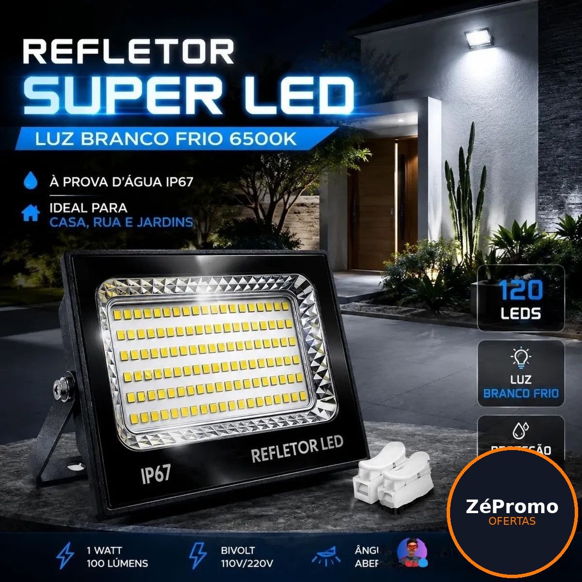 iluminação refletor super led 400w ip67 bivolt