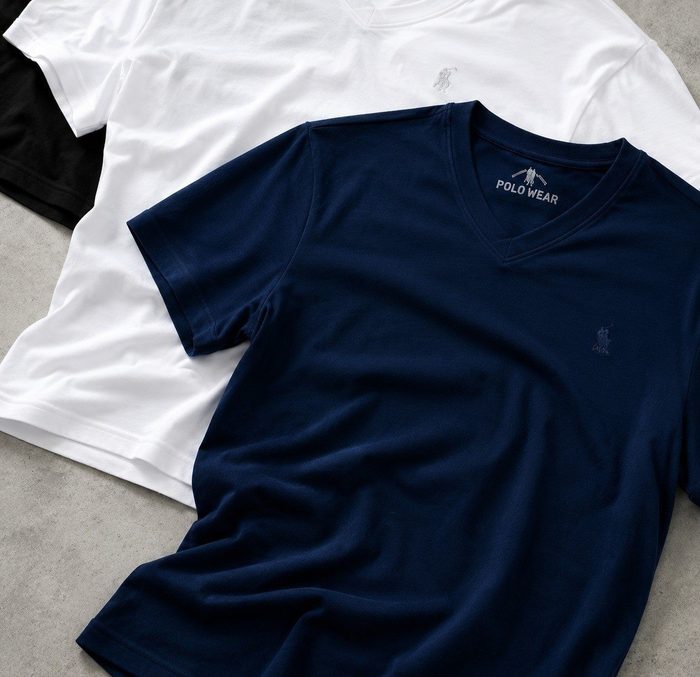 Kit 3 Camisetas Básicas Gola V Polo Wear Sortido