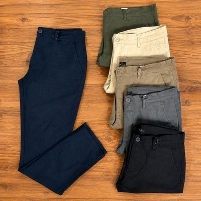 Kit 3 Calças Masculinas Social Alfaiataria Sarja Lycra Chino