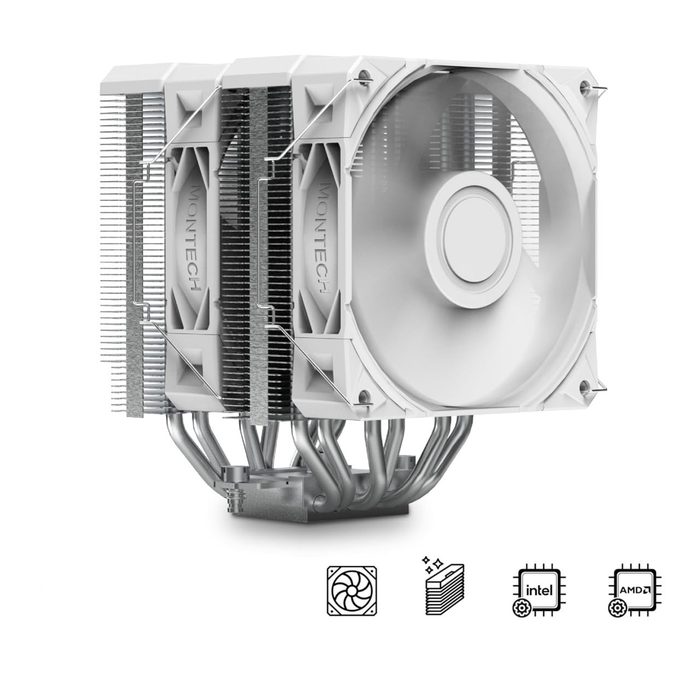 Air Cooler Montech Nx600, Dual Tower, 120mm, Intel e Amd, Branco - Nx600w