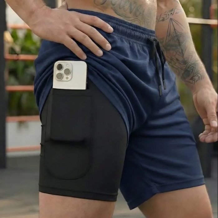 Kit 4 Shorts 2 Em 1 Duplo Dryfit Masculino Compressão Térmic P ao GG