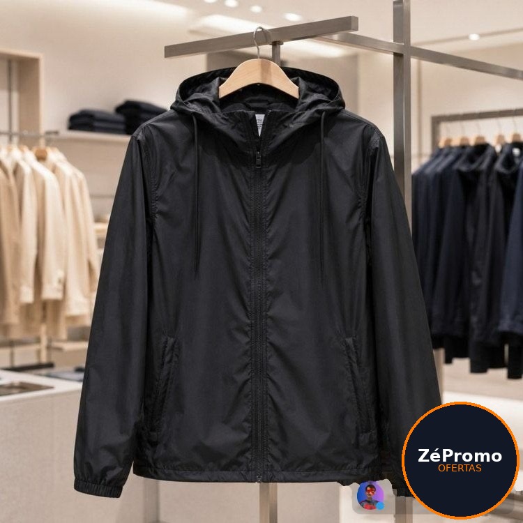roupas jaqueta corta vento liso capuz e bolsos