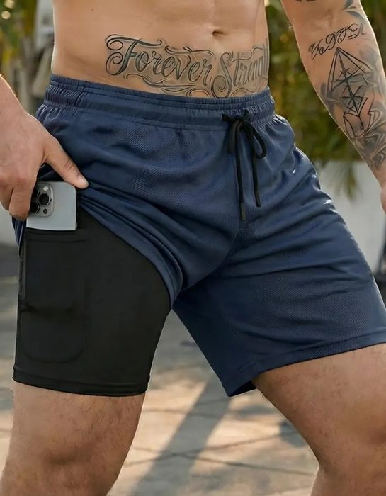 Kit 4 Shorts 2 Em 1 Duplo Dryfit Masculino Compressão Térmica P ao GG