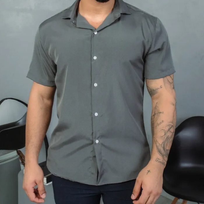 Camisa Social Masculina Gola Italiana Confortável P ao XG