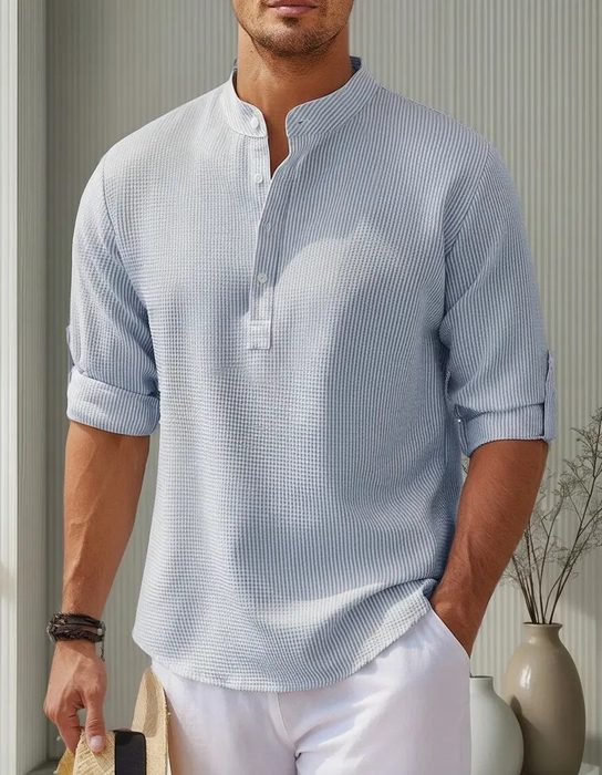 Camisa Casual Masculina Gola Padre De Manga Comprida Solta P ao XGG