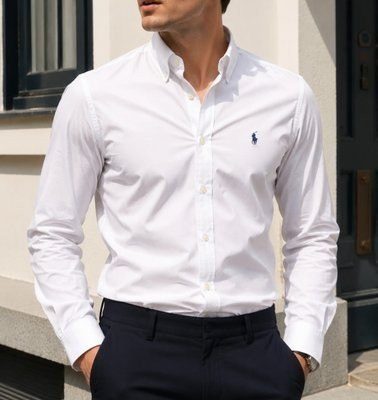 Camisa Masculina Ralph Lauren Custom Fit Branca P ao XXL