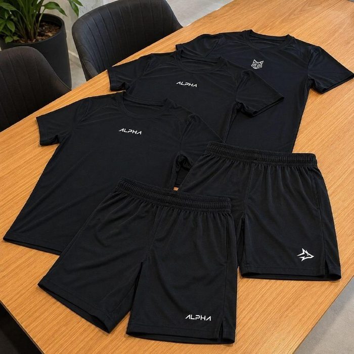 🛒 Kit 5 Peças All Black Dry 3 Camisetas E 2 Bermudas Alpha