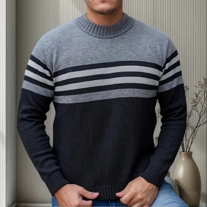 Suéter Blusa De Tricot Masculino Listrado Blusa Lã Masculina P ao GG