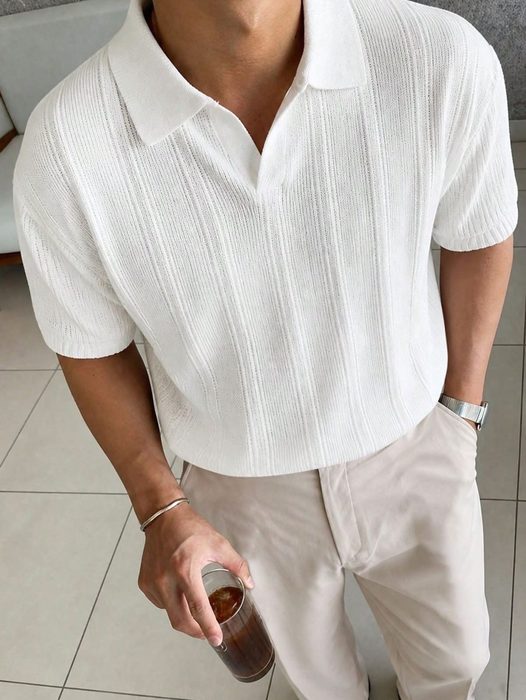 Polo Sem Botao Masculina Minimalista Com Tecido Texturizado P ao GG