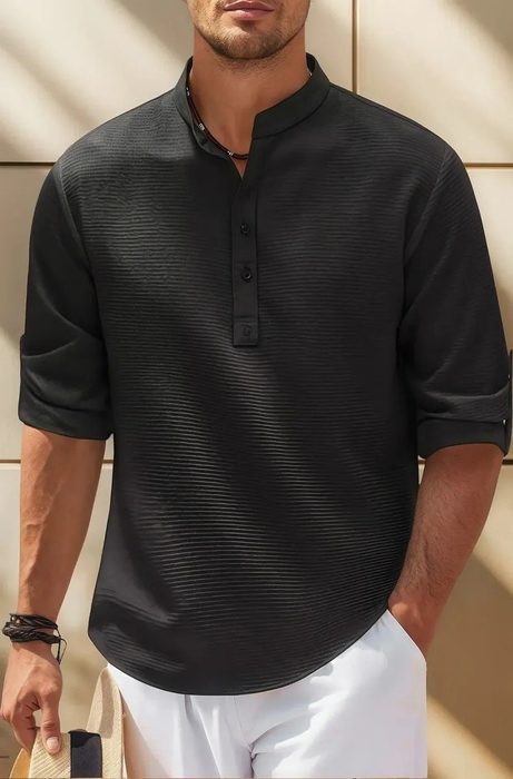 Camisa Casual Masculina Gola Padre De Manga Comprida Solta P ao 3XL
