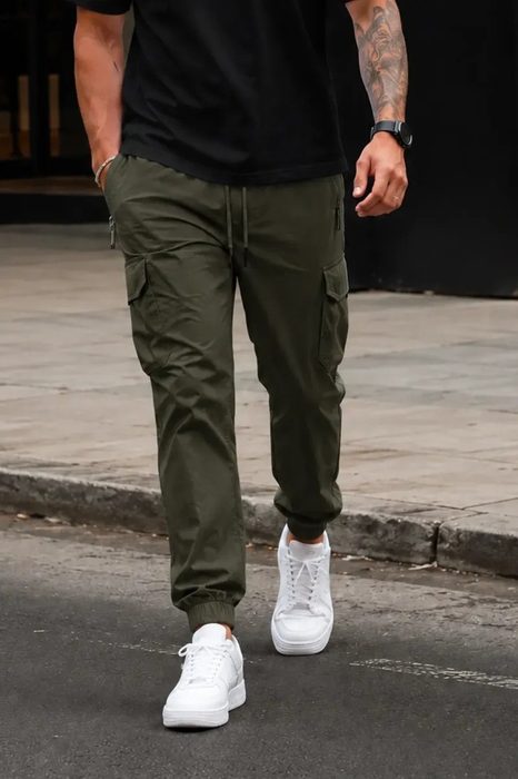 Calça Jogger Masculina Cargo Poliamida Com Elastano Verde Militar P ao GG