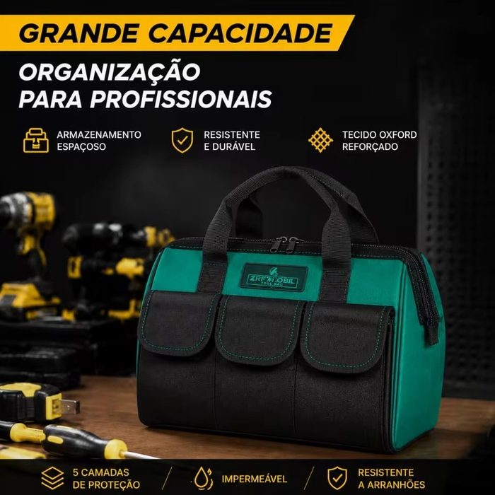 Bolsa Profissional Porta-Ferramentas de Grande Capacidade com Múltiplos Bolsos e Organizador Portátil para Eletricista