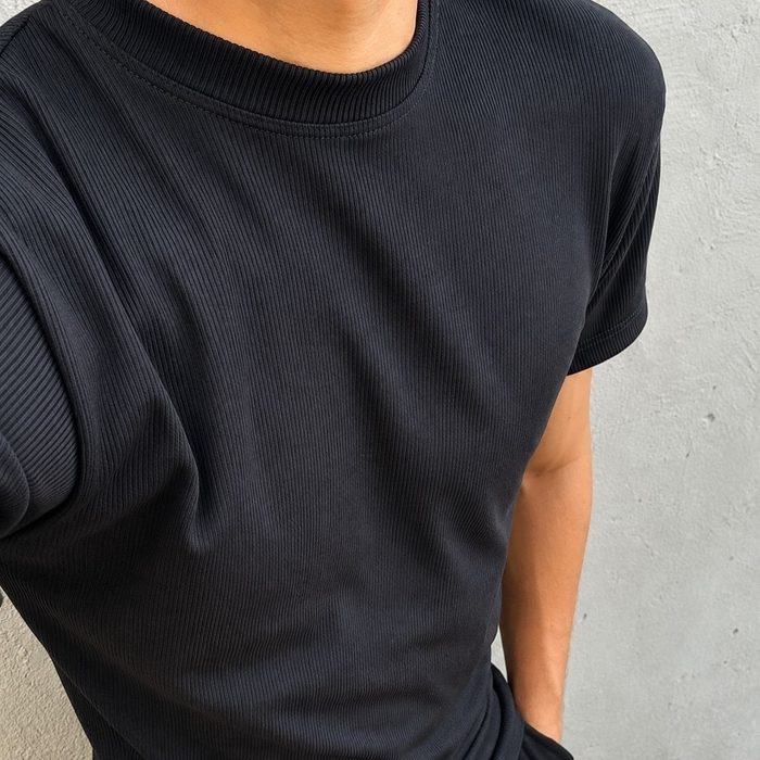 Camiseta Americana Canelada Ribana Algodao Justa Premium P ao GG
