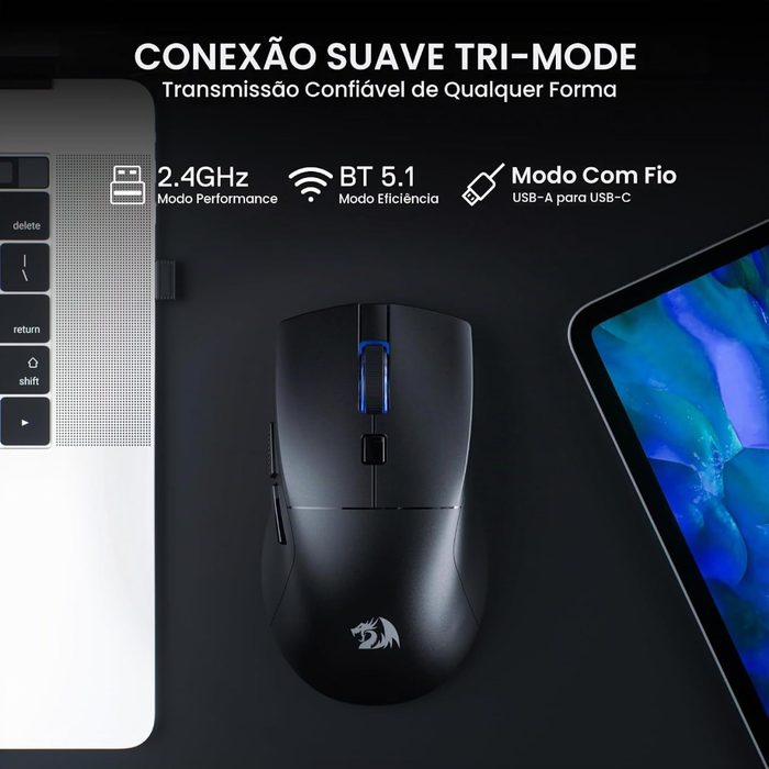 Mouse Gamer Redragon Azzmach Lite Preto Ultraleve PAW 3313