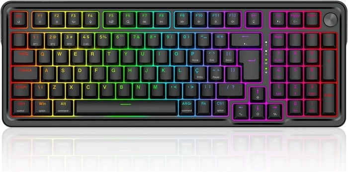 Teclado Mecânico Gamer Redragon Eisa Pro Preto RGB Switch Mambo 1800 Compact Hotswap