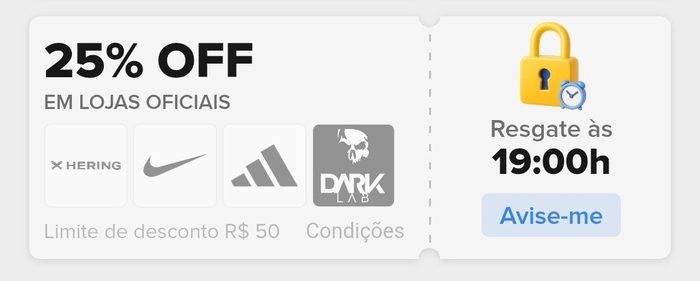 🎟 25% OFF em Lojas Oficiais